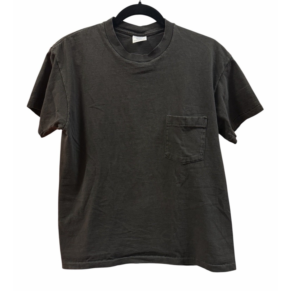 Vintage Gap 1990s USA Single Stitch Pocket T-Shirt Faded Black Size Small Tee